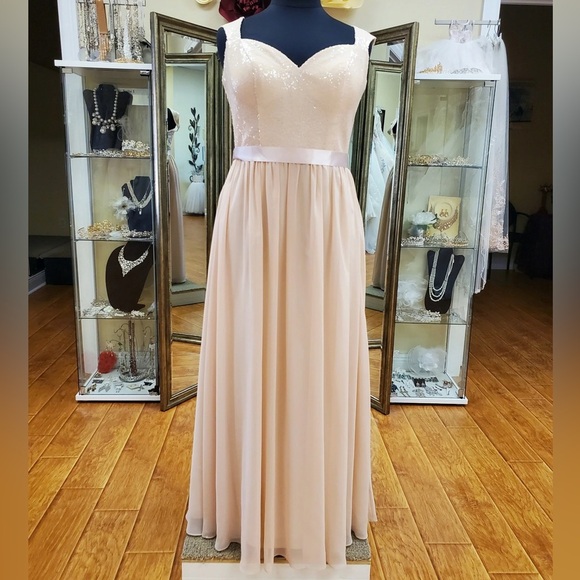 DA VINCI COCKTAIL PROM BRIDESMAIDS FORMAL DRESS BALL GOWN Size:16W Color:Blush - Picture 1 of 12